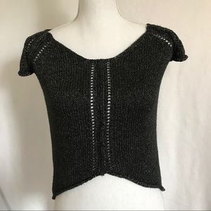 Zara Zaraknit Sparkly Black Crop Top Sweater